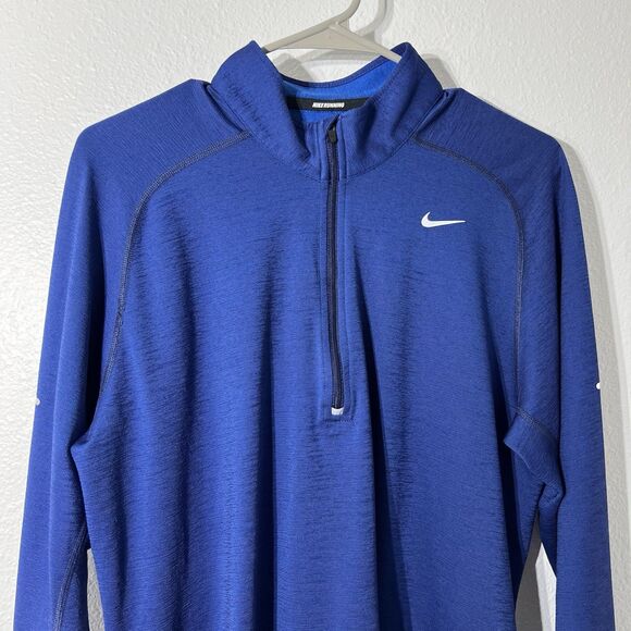 Nike Shirt M Blue Running Wool Half Zip Pullover Cold Weather Performance Wear - Picture 2 of 12